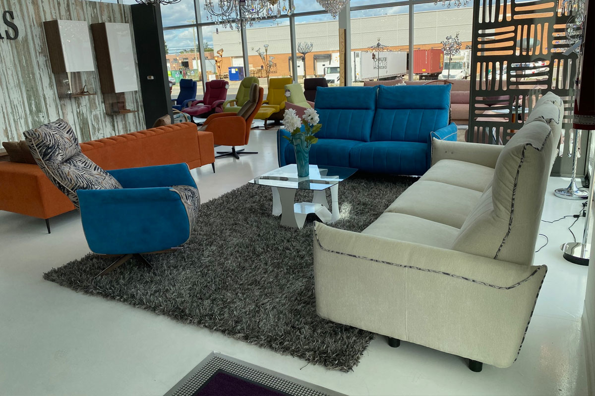 CLEARANCE Modern Sofa Silver 3 place Furniture store in Montreal