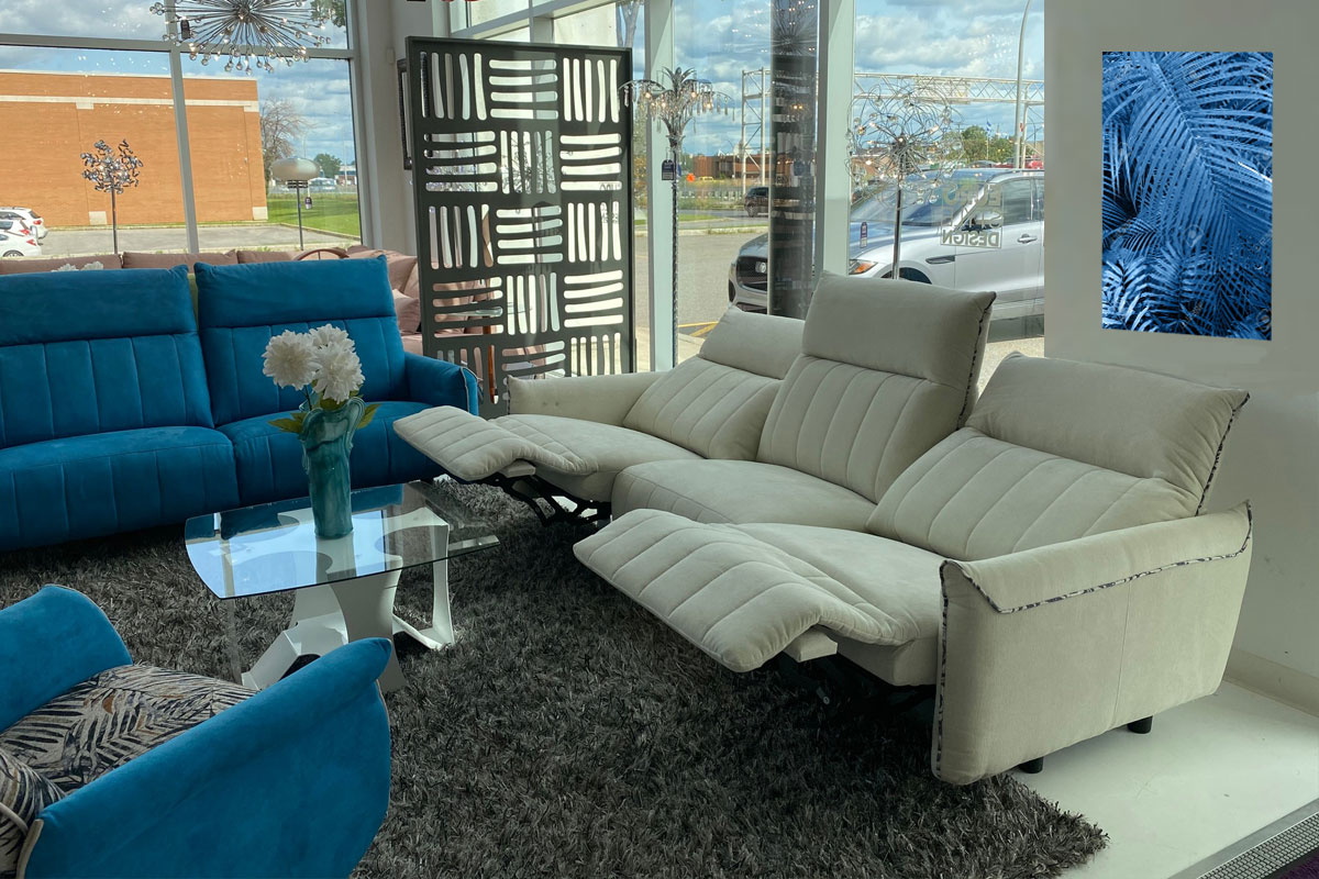 CLEARANCE Modern Sofa Silver 3 place Furniture store in Montreal